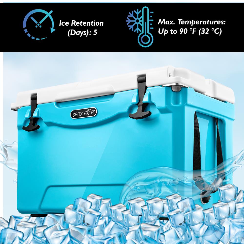 50 Qt Cooler Box, 5-Day Ice Retention, Heavy-Duty Insulation, Blue