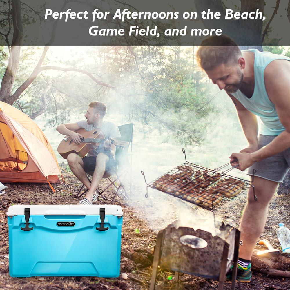 50 Qt Cooler Box, 5-Day Ice Retention, Heavy-Duty Insulation, Blue