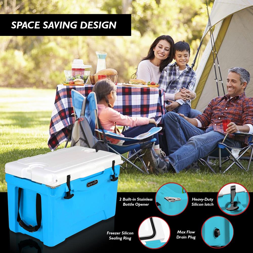 75 Qt Cooler Box, 5-Day Ice Retention, Rotomolded, Blue