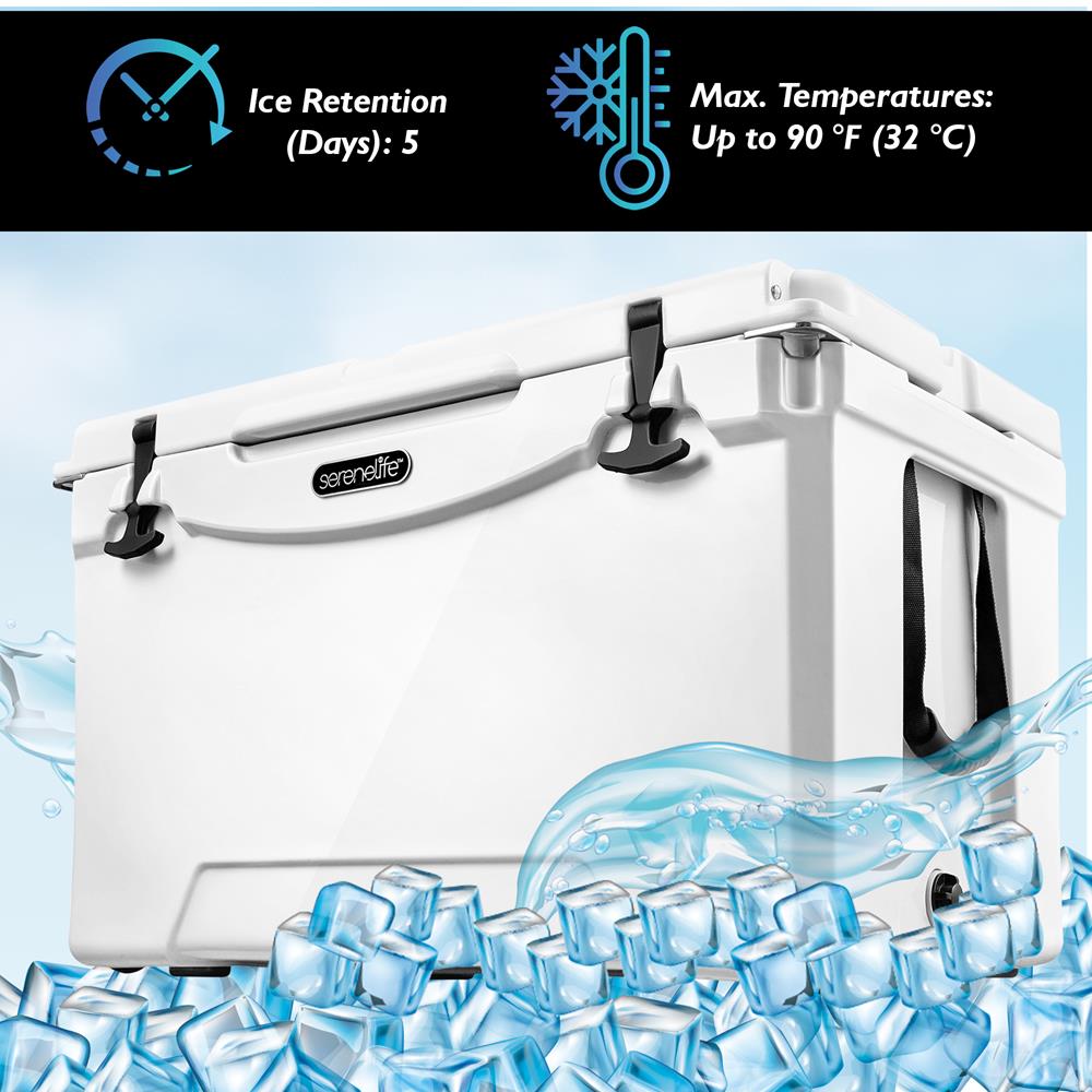 75-Quart Portable Cooler Box, 5-Day Ice Retention, Heavy-Duty, White