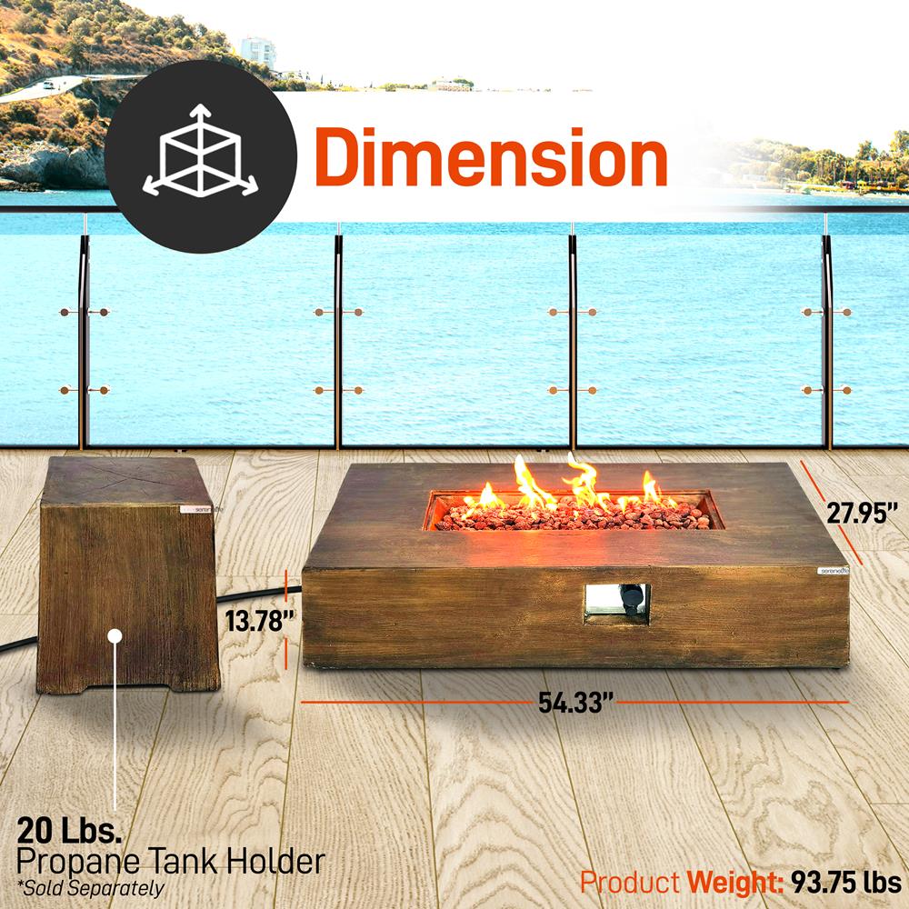 Outdoor Propane Fire Pit Table - 50,000 BTU, Adjustable Flame, Weatherproof