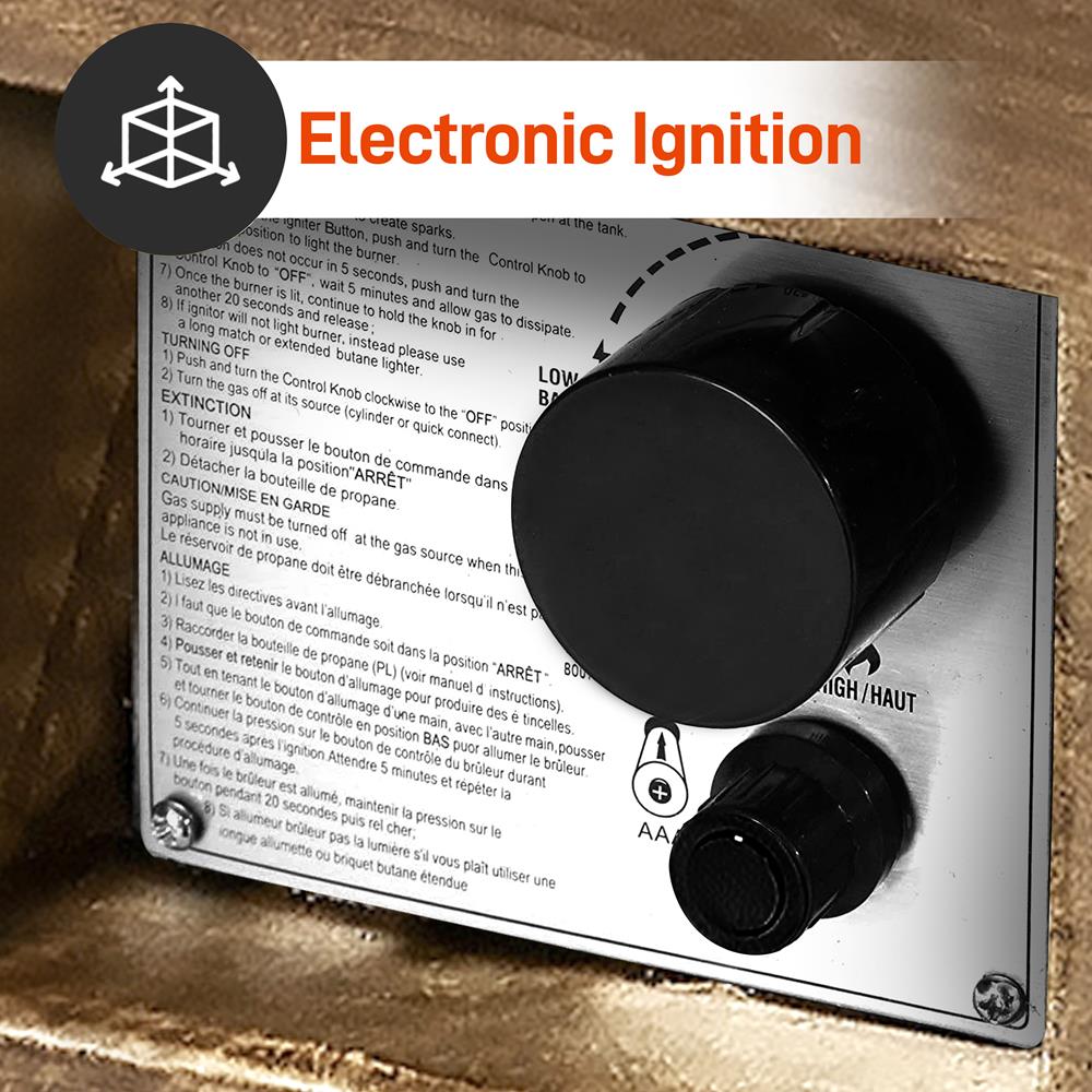 Outdoor Propane Fire Pit Table - 50,000 BTU, Adjustable Flame, Weatherproof