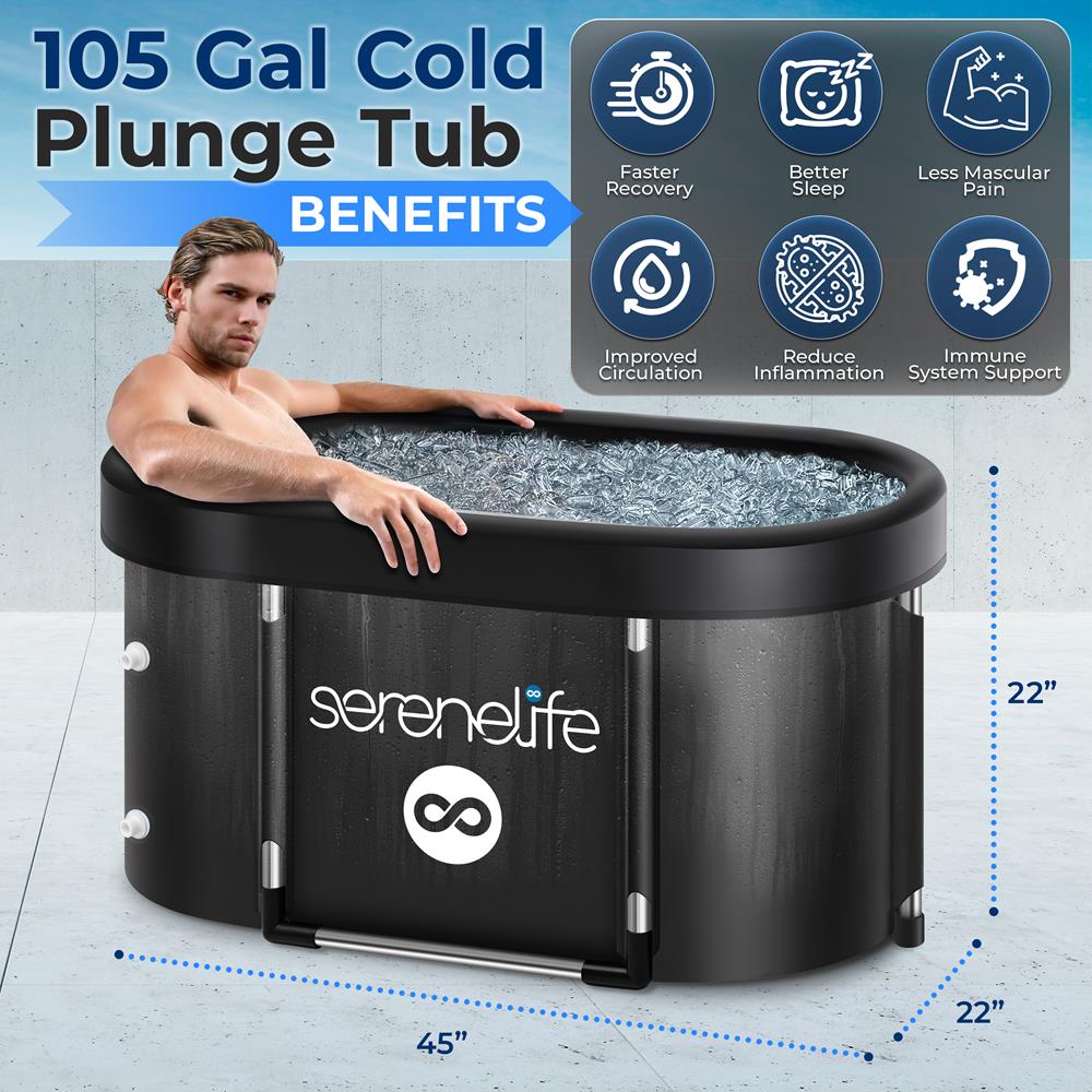 105 Gallon Insulated Ice Bath Tub, Quick Setup, Aluminum Frame, Portable