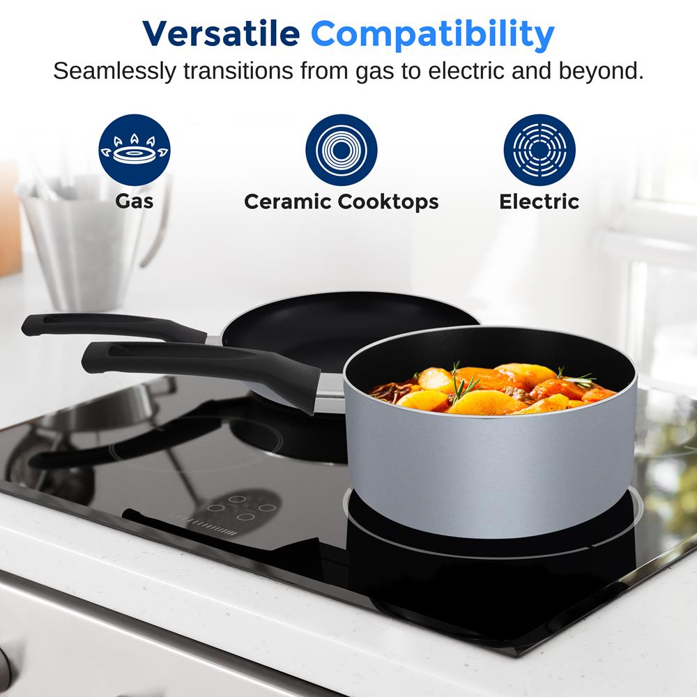 20-Piece Non-Stick Cookware Set, Even Heat, Black Coating