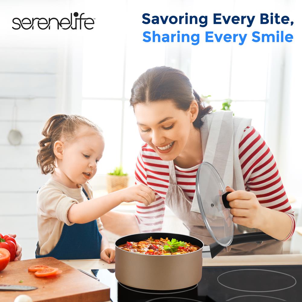 6-Piece Nonstick Cookware Set - Even Heat, Durable Coating, Gold