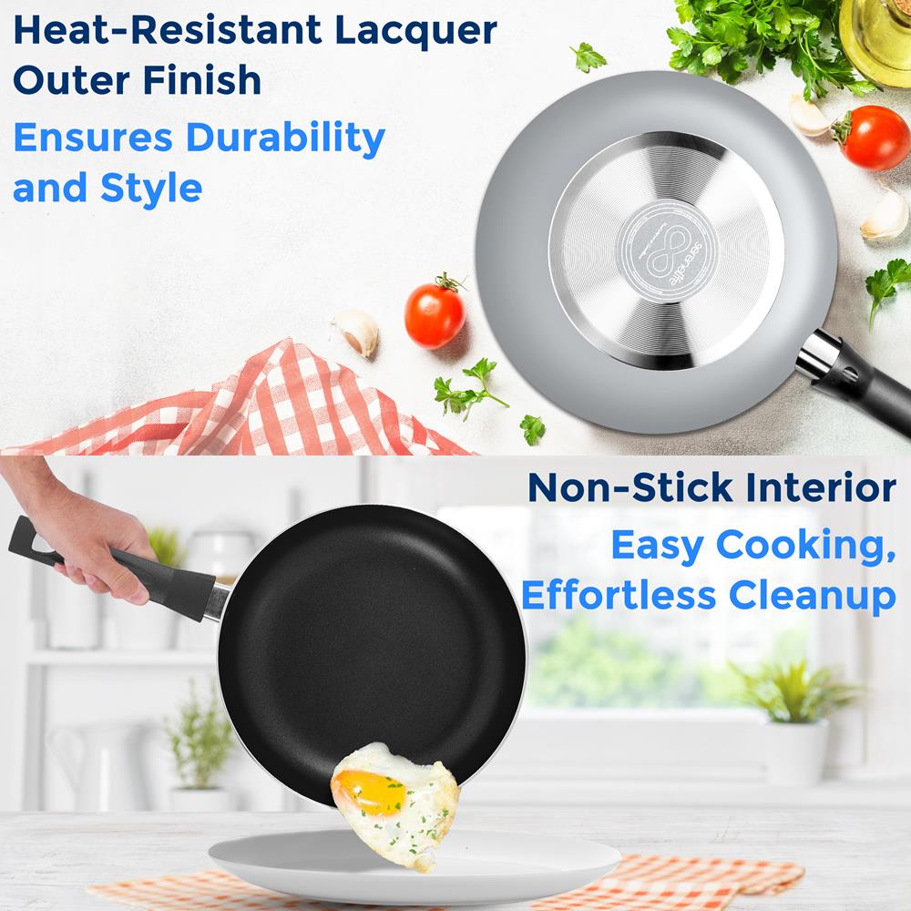 6-Piece Nonstick Cookware Set - Even Heat, Durable Coating, Black