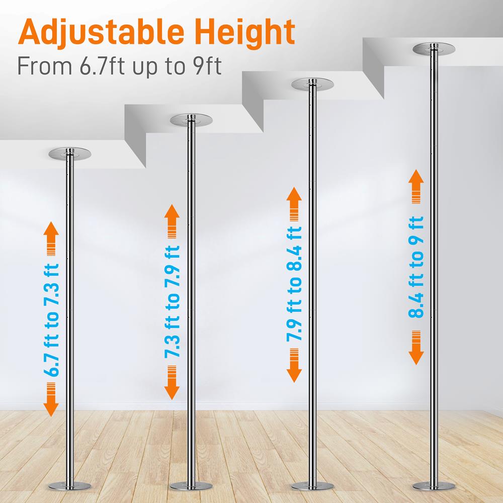 Portable Spinning Dance Pole, Adjustable Steel, Holds 1102 lbs