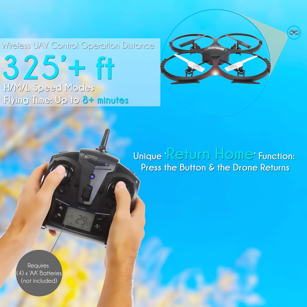 RC Drone with HD Camera, 720p Video, 6-Axis Gyro, White