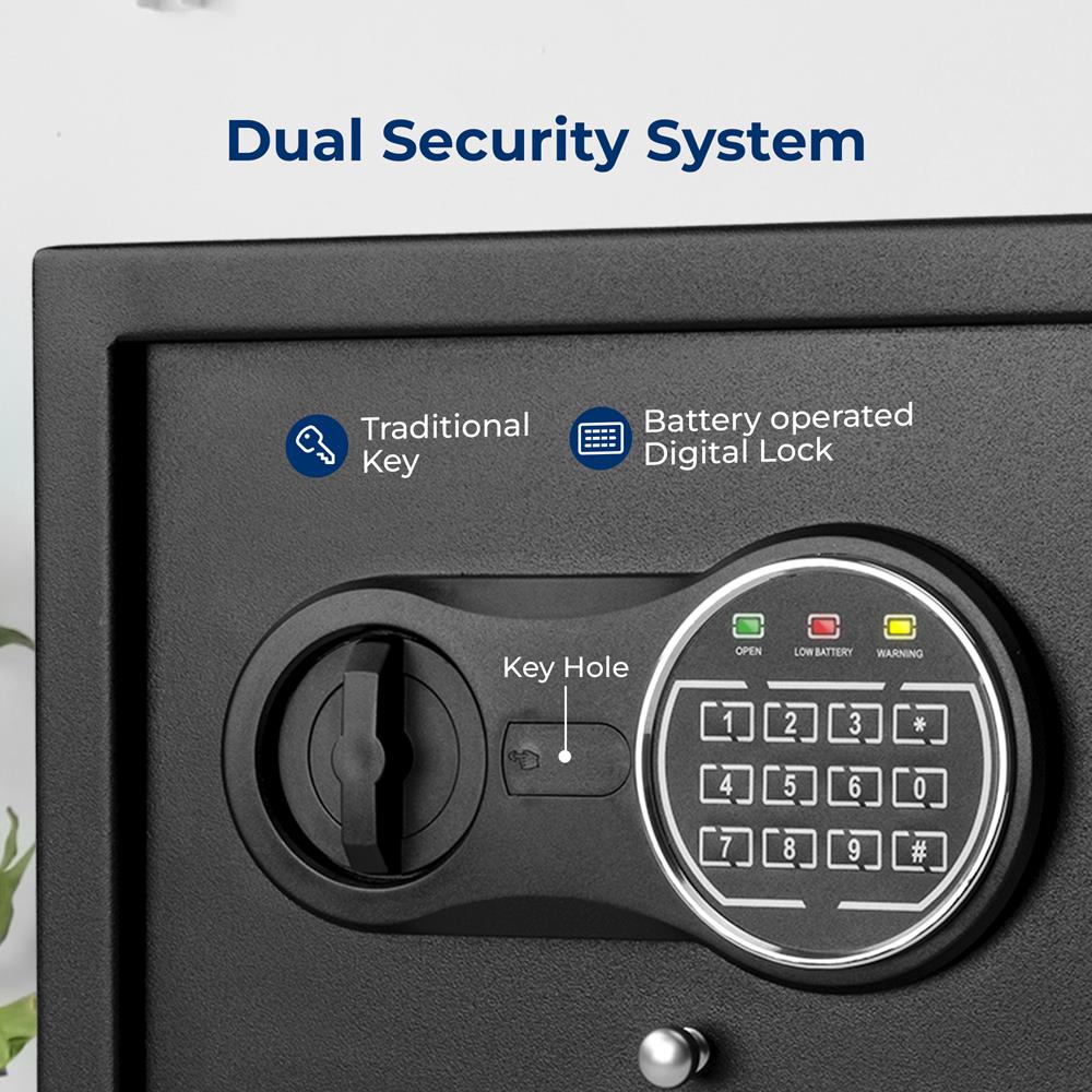 Steel Security Safe Lock Box With Electronic Keypad To Secure Valuables (Black)