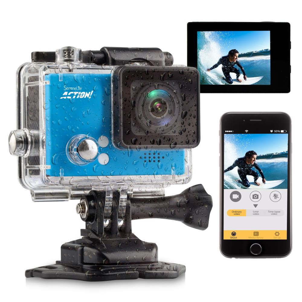 4K Ultra HD Action Camcorder, Slow-Mo, WiFi, Blue, 2" LCD, 160° Wide Angle