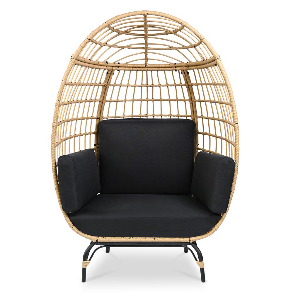 Wicker Egg Chair for Relaxing, Sturdy Steel Frame, Woven Texture
