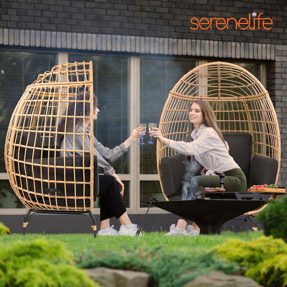 Wicker Egg Chair for Relaxing, Sturdy Steel Frame, Woven Texture