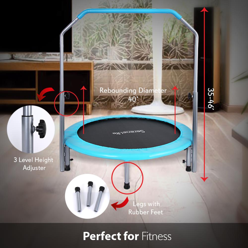 40" Foldable Trampoline, Weight Loss, Adjustable Handle, Sky Blue