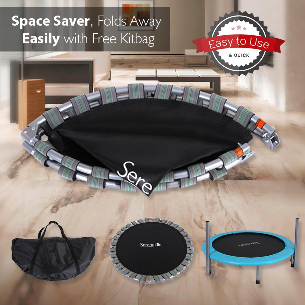 40" Foldable Trampoline, Weight Loss, Adjustable Handle, Sky Blue