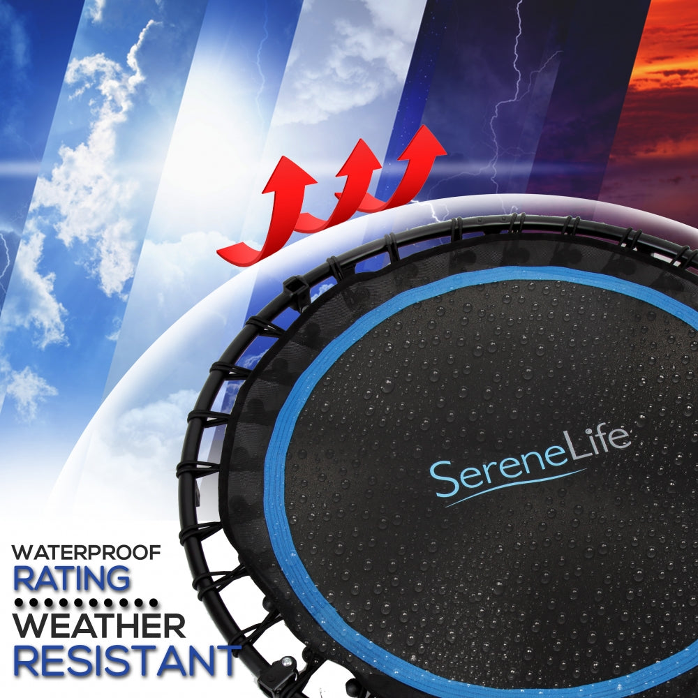 Foldable Mini Trampoline, Aerobic Fitness, Adjustable Handrail, 264 lbs Capacity