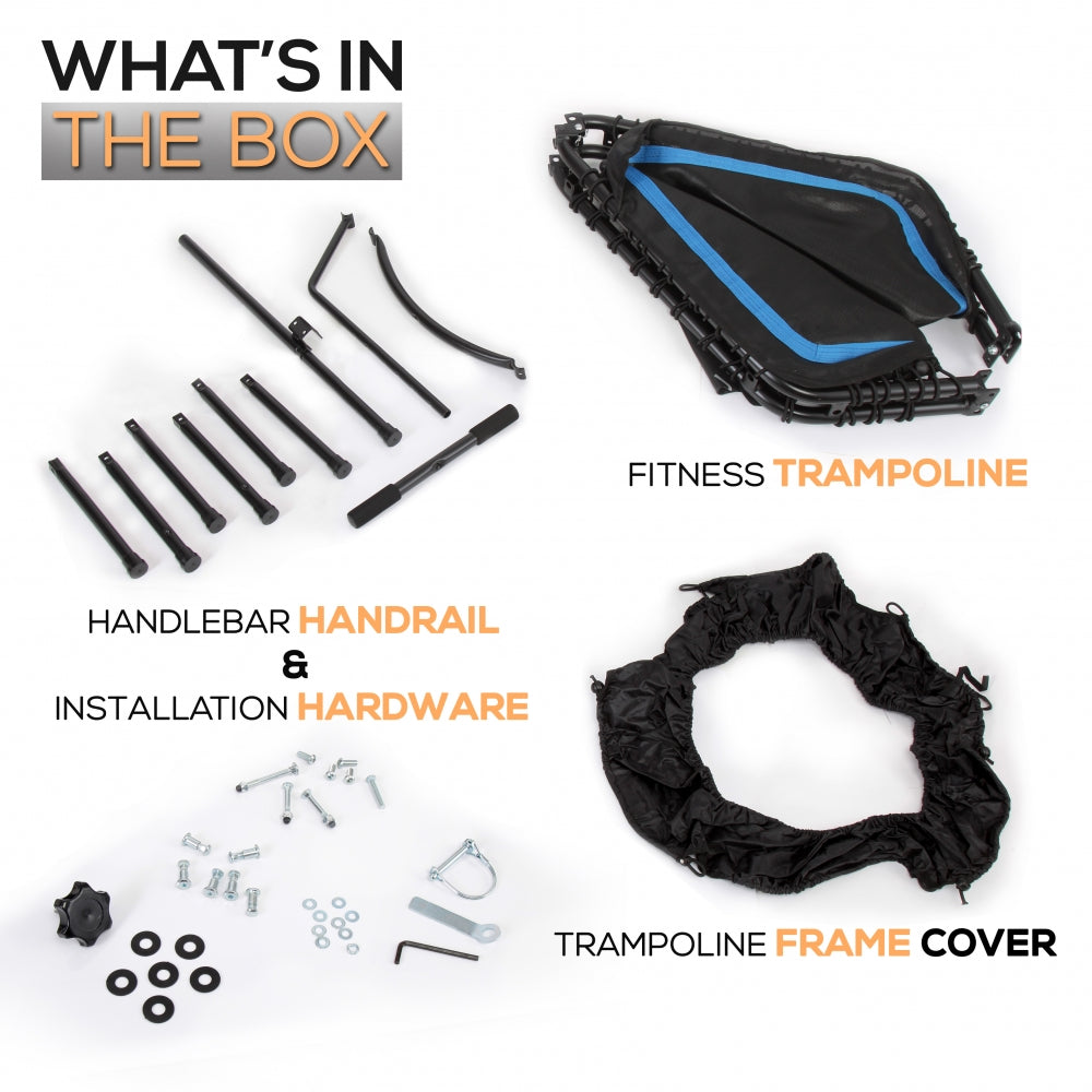 48" Foldable Fitness Trampoline, Adjustable Handrail, 264 lbs Capacity