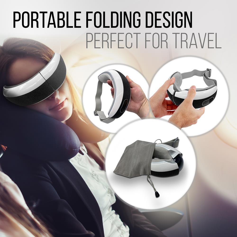 Smart Eye Massager for Migraine Relief, Heat & Compression, White