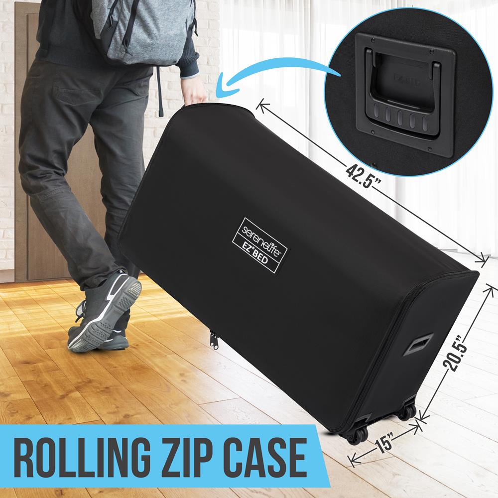 King Air Mattress with Frame, Self-Inflating Pump, Plush Flocking