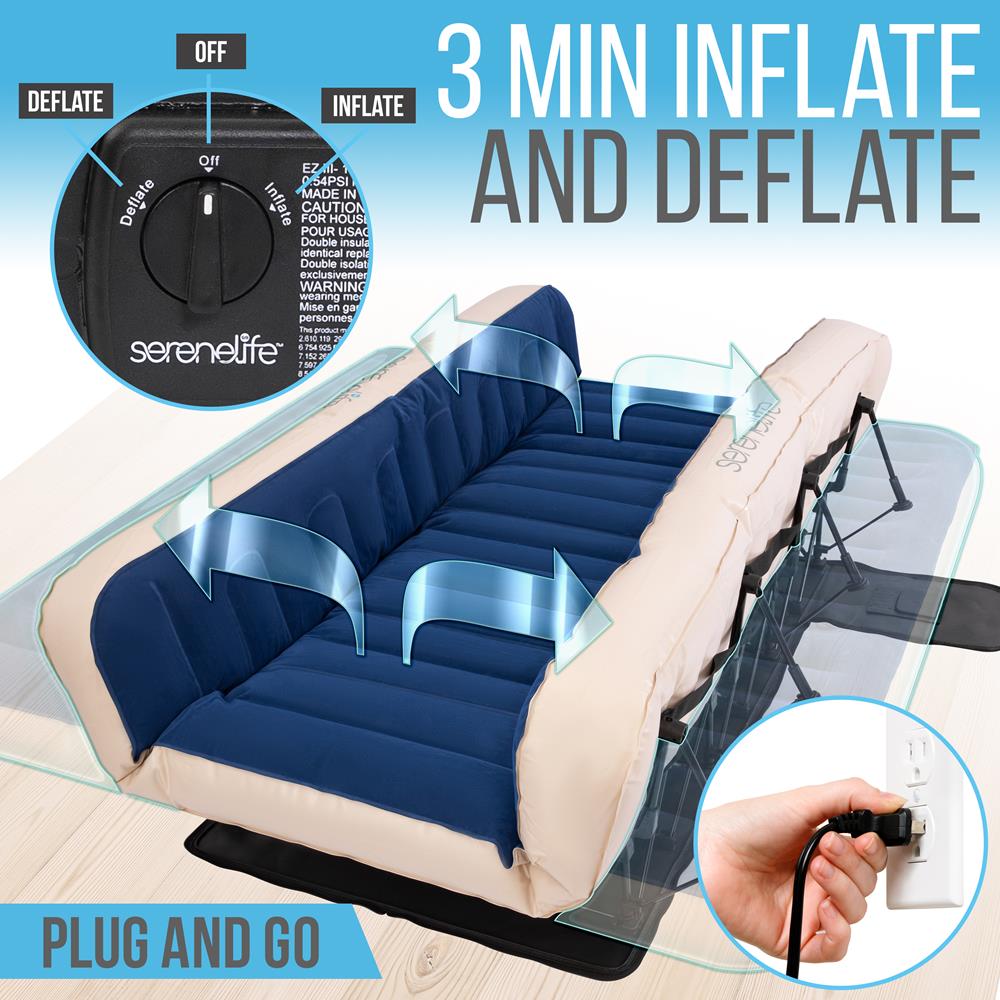 King Air Mattress with Frame, Self-Inflating Pump, Plush Flocking