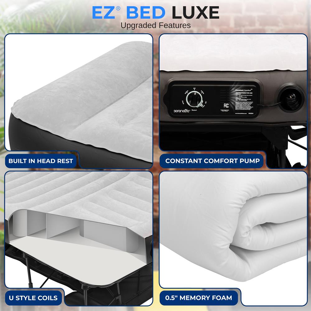 Inflatable Air Mattress with Frame, Auto Inflate, Memory Foam Cover
