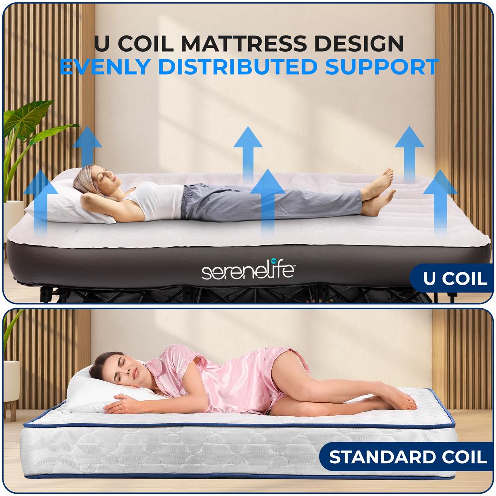 Inflatable Air Mattress with Frame, Auto Inflate, Memory Foam Cover