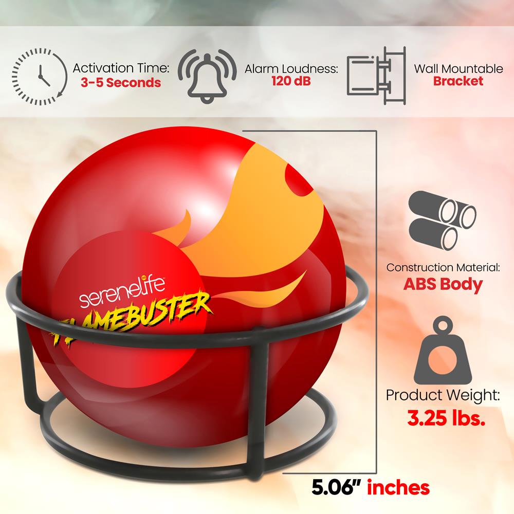 Automatic Fire Ball Extinguisher, Range 13ft, Instant Activation, ABS Body, Red
