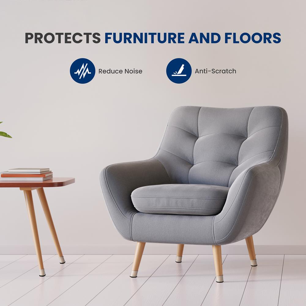 Chair Leg Floor Protectors, Anti-Slip Rubber, Clear, 24 Pack