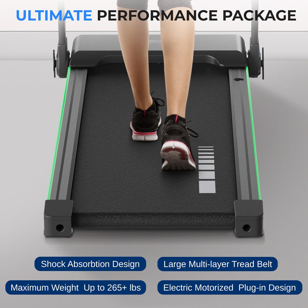 Folding Treadmill for Weight Loss, 2.5 HP Motor, Shock Absorption, White LED