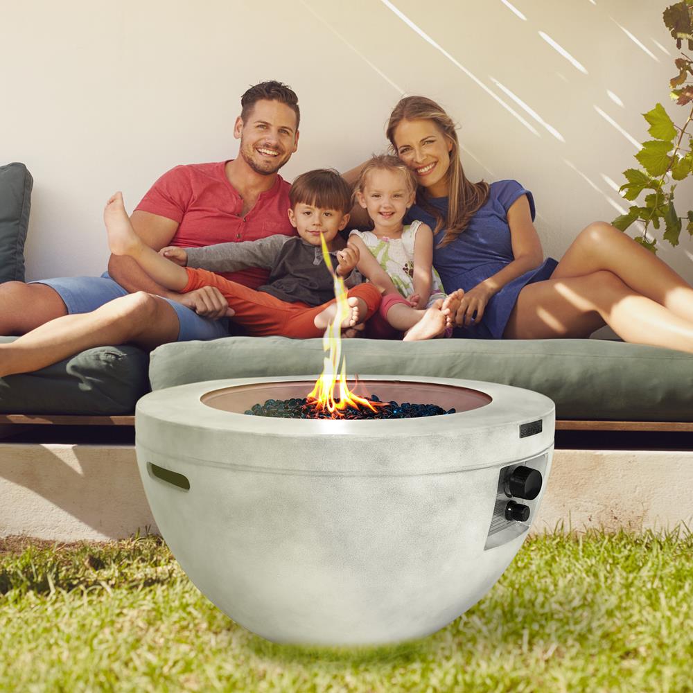 Outdoor Propane Fire Pit Table 40,000 BTU Weatherproof MGO Blue Glass