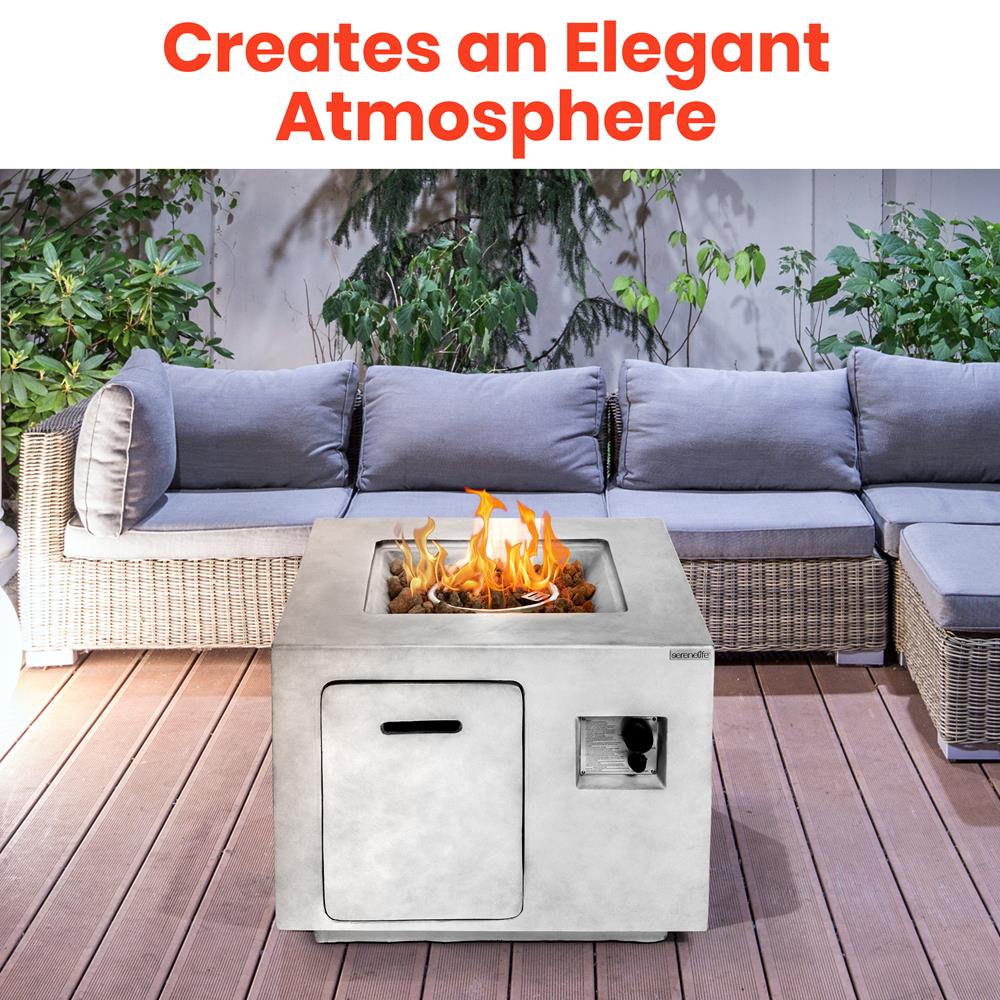 Propane Fire Pit Table 40,000 BTU Weather-Resistant MGO with Lava Rocks