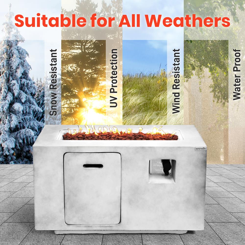 Fire Pit Table 50,000 BTU Stainless Steel Burner Weather Resistant