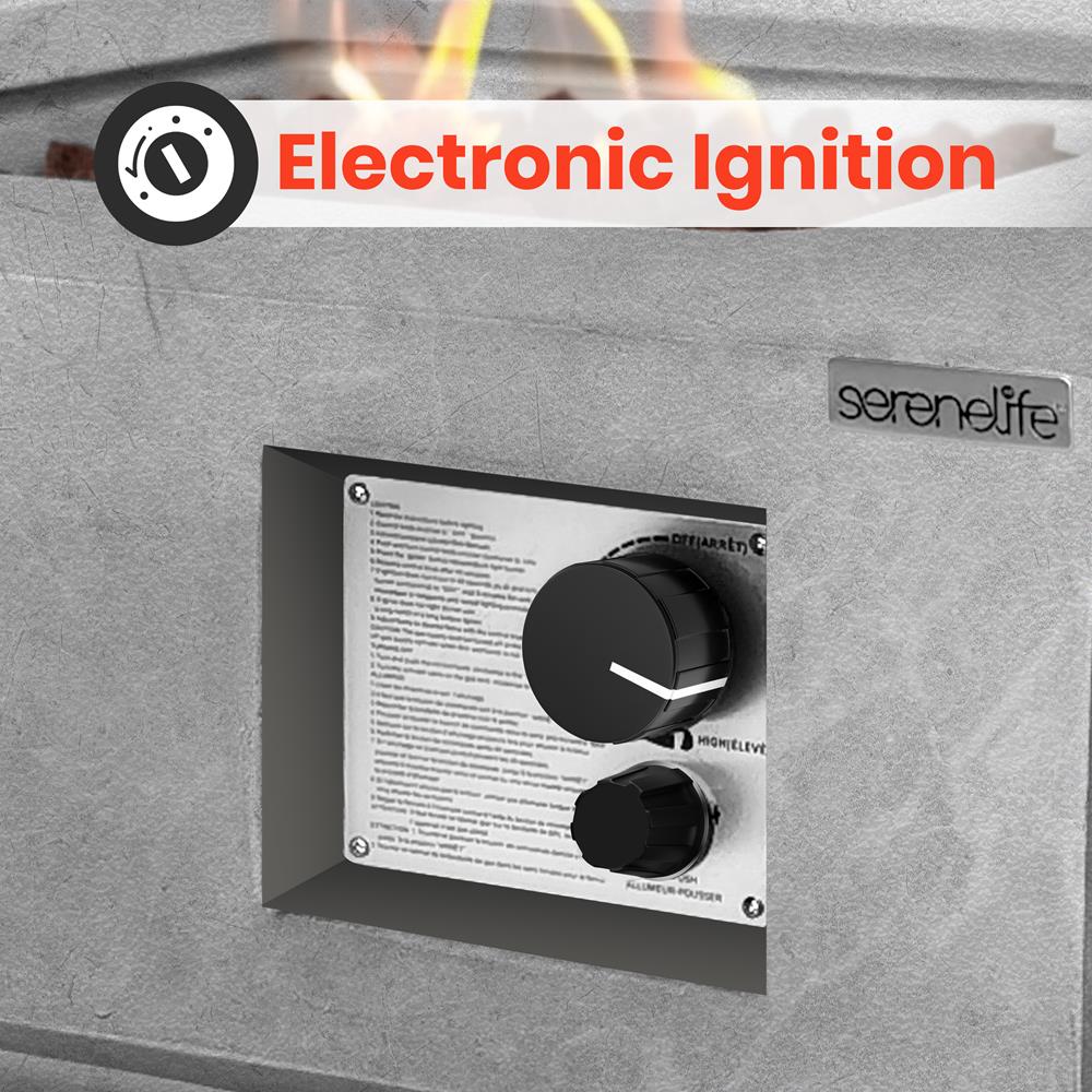 Concrete Propane Fire Pit Table, 40,000 BTU, Weatherproof, Gray