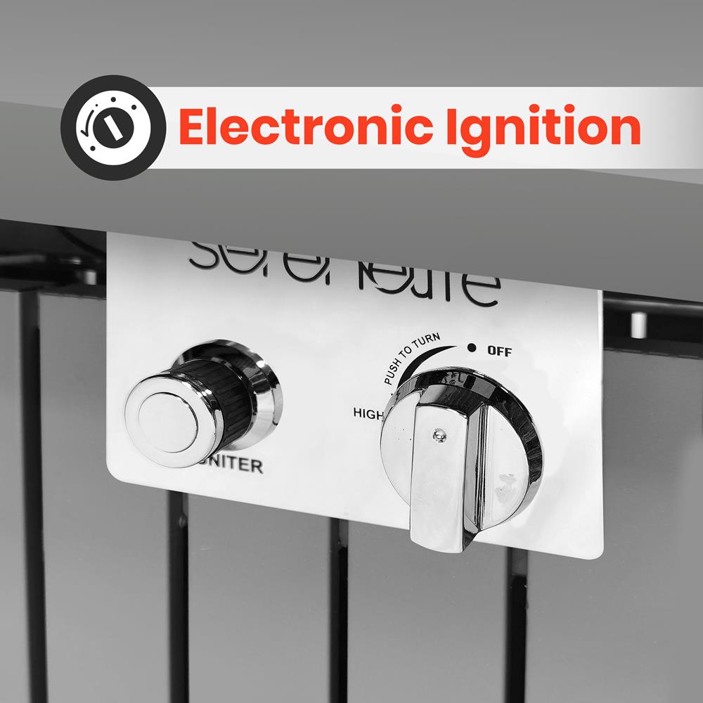 Outdoor Propane Fire Pit Table 50,000 BTU Weatherproof Glass Wind Guard