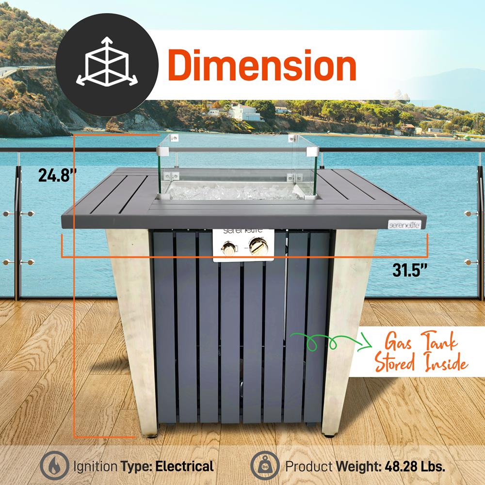 Outdoor Propane Fire Pit Table 50,000 BTU Stainless Steel Weatherproof