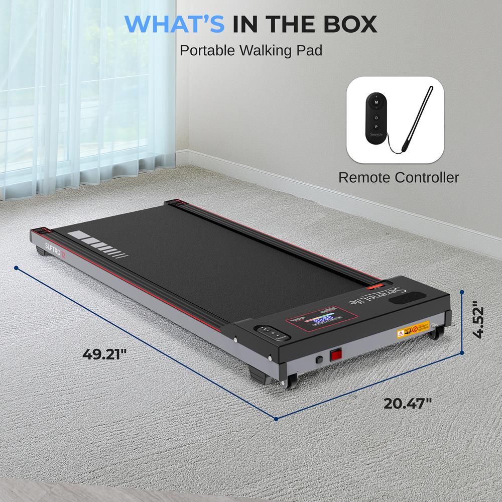 Walking Pad Treadmill, Shock Absorption, 2.5HP, Remote Control, Smart Speed Control