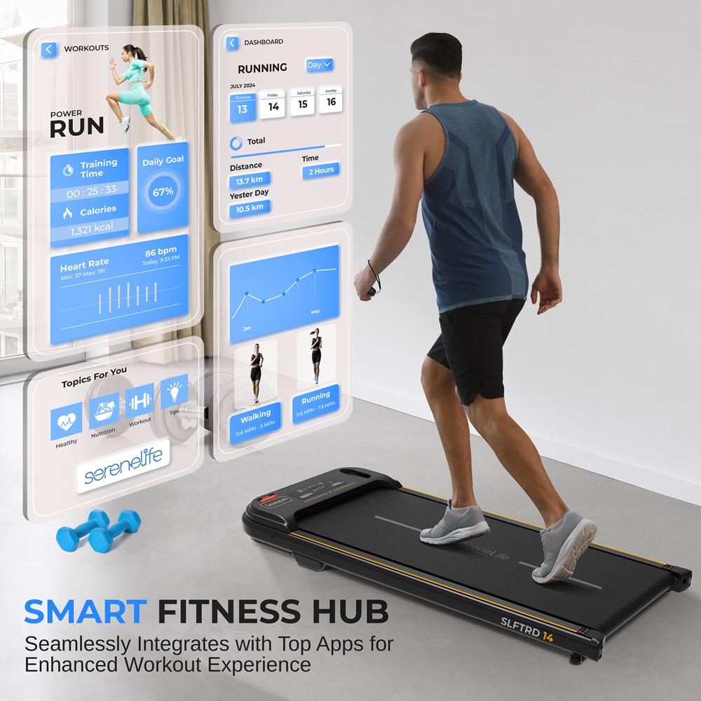 Walking Pad Treadmill, Shock Absorption, 2.5HP, Remote Control