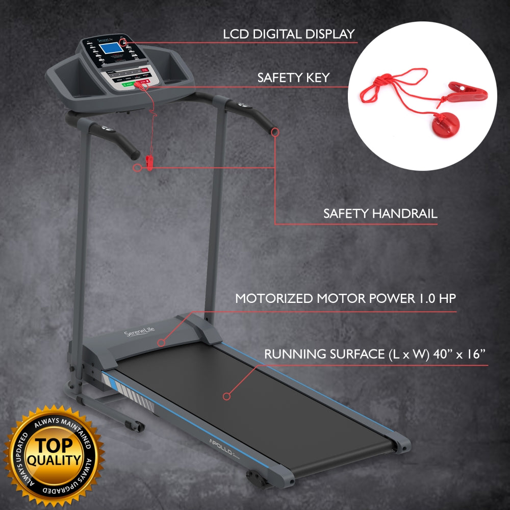Electric Folding Treadmill, Bluetooth Sync, Manual Incline, Compact Design