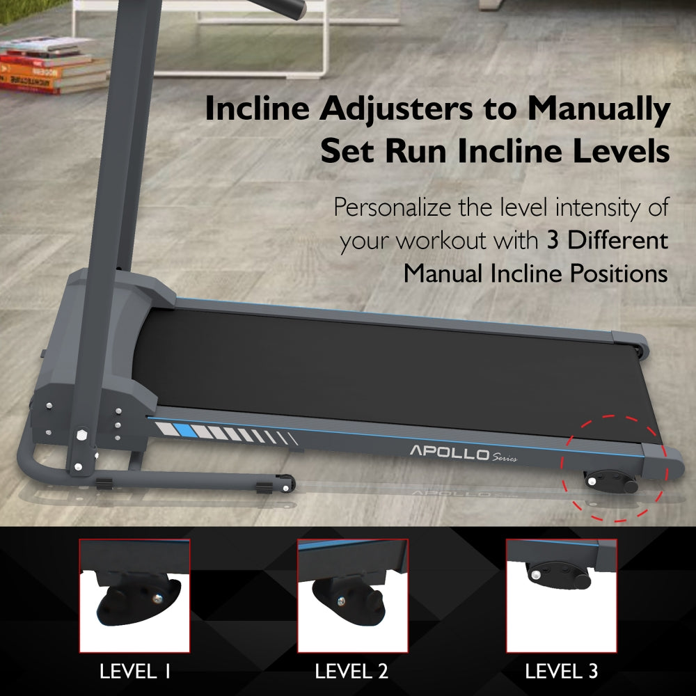 Electric Folding Treadmill, Bluetooth Sync, Manual Incline, Compact Design