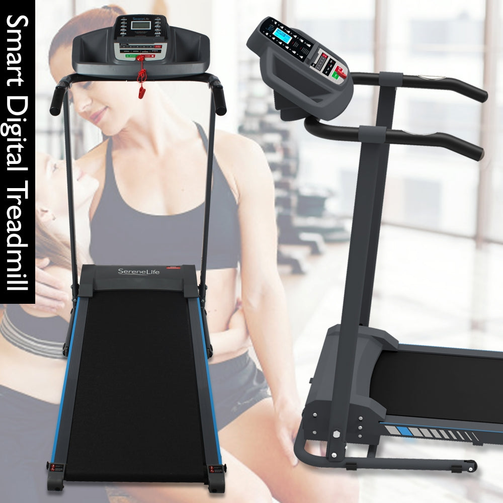 Electric Folding Treadmill, Bluetooth Sync, Manual Incline, Compact Design