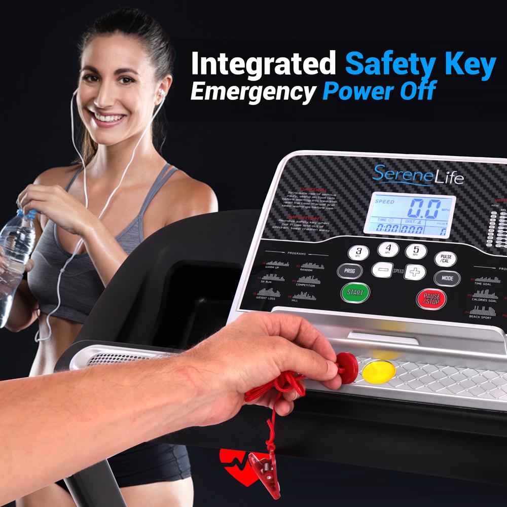 Folding Treadmill for Home Fitness, 6 MPH, 1HP Motor, 12 Programs, Bluetooth