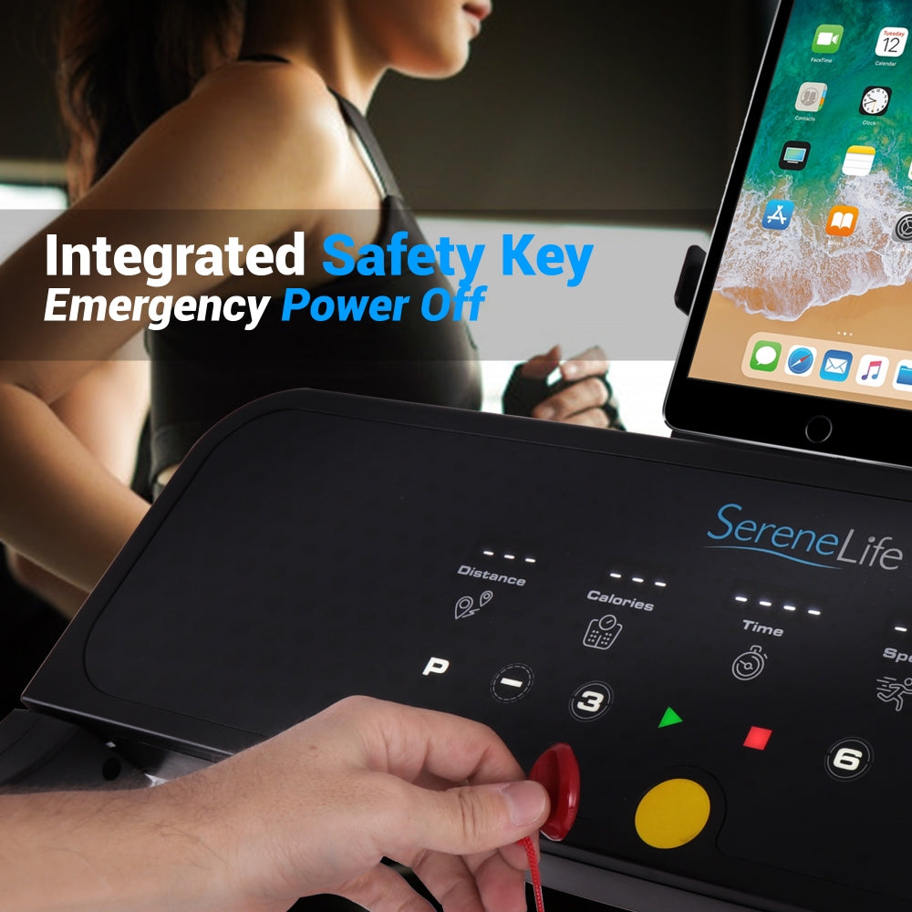 Folding Treadmill Electric Motorized Running Machine - 12 Pre-Set Program, 5 White Led Display & Mobile Phone/Tablet, Water Bottle Holder For Indoor Exercise