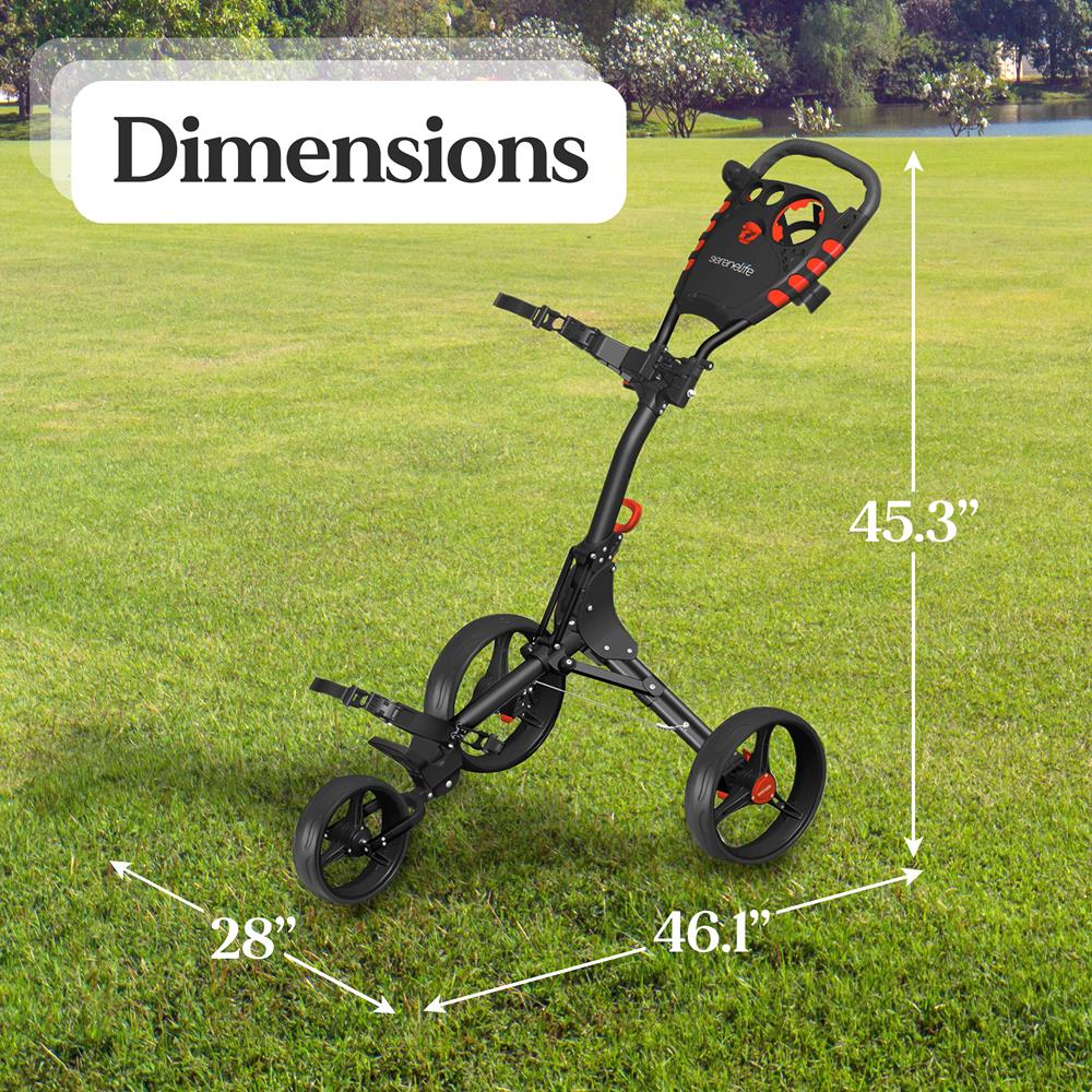 Golf Push Cart - Lightweight, Foldable, Aluminum Frame, White