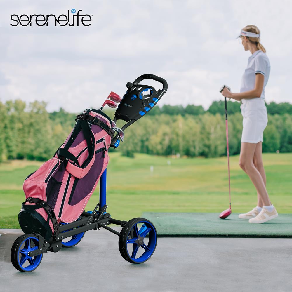 3-Wheel Golf Push Cart, Easy Fold, Aluminum Frame, Smooth Roll