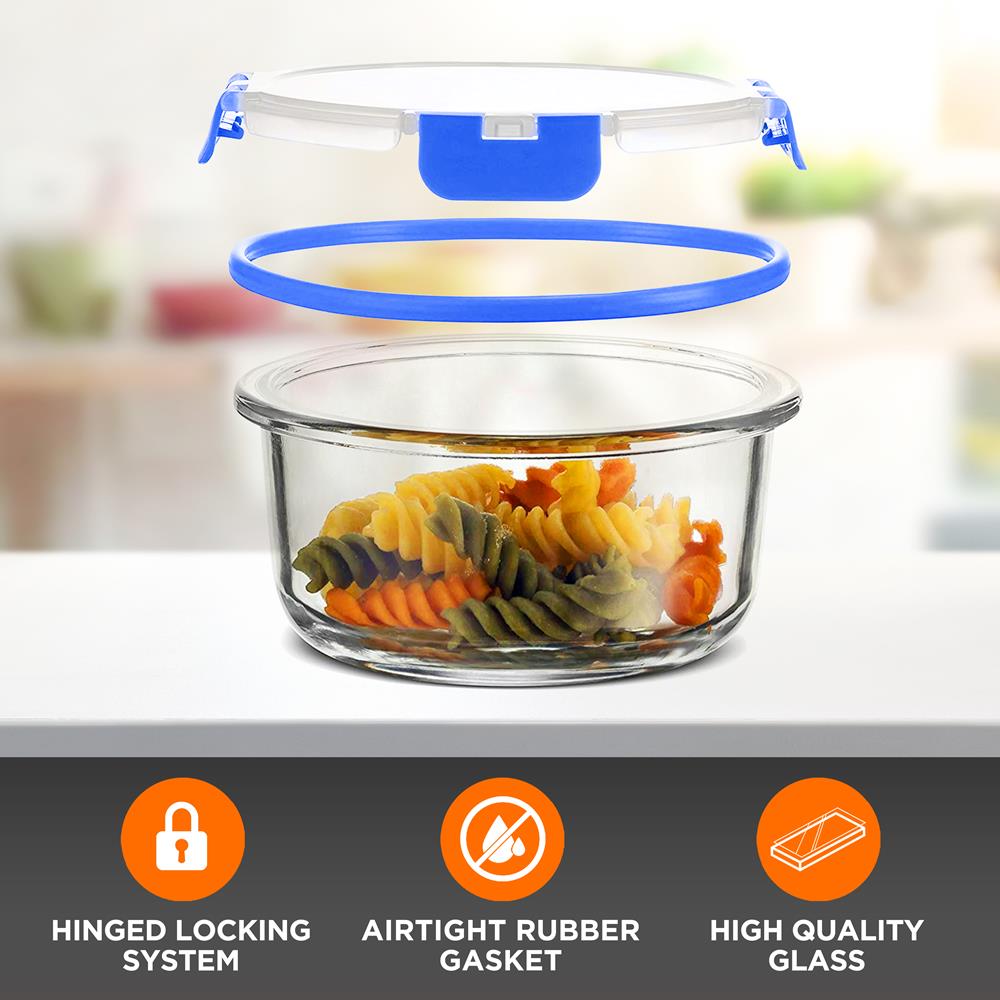 24-Piece Glass Storage Set, Leak-Proof, High Borosilicate, Blue