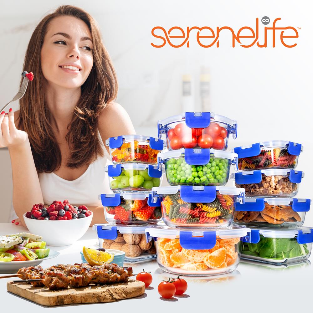 24-Piece Glass Storage Set, Leak-Proof, High Borosilicate, Blue