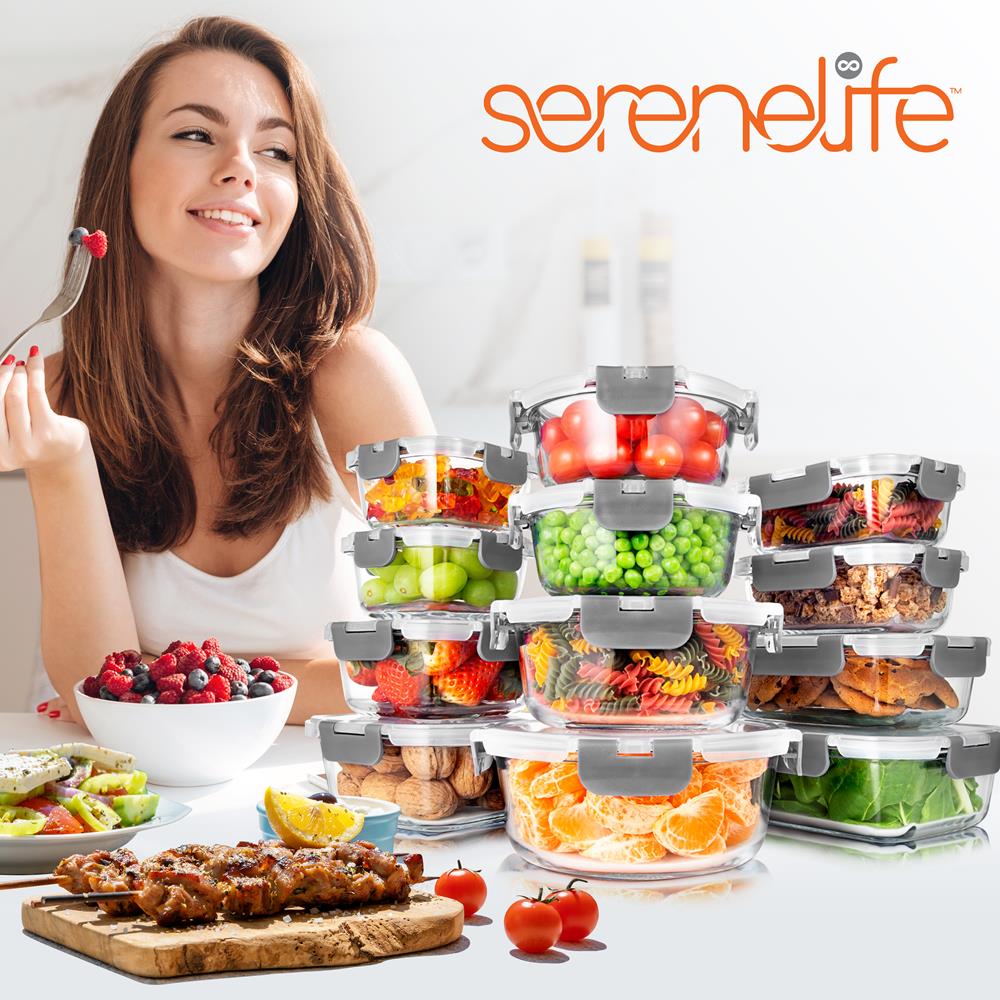 24-Piece Glass Storage Set, Leak-Proof, High Borosilicate, Gray