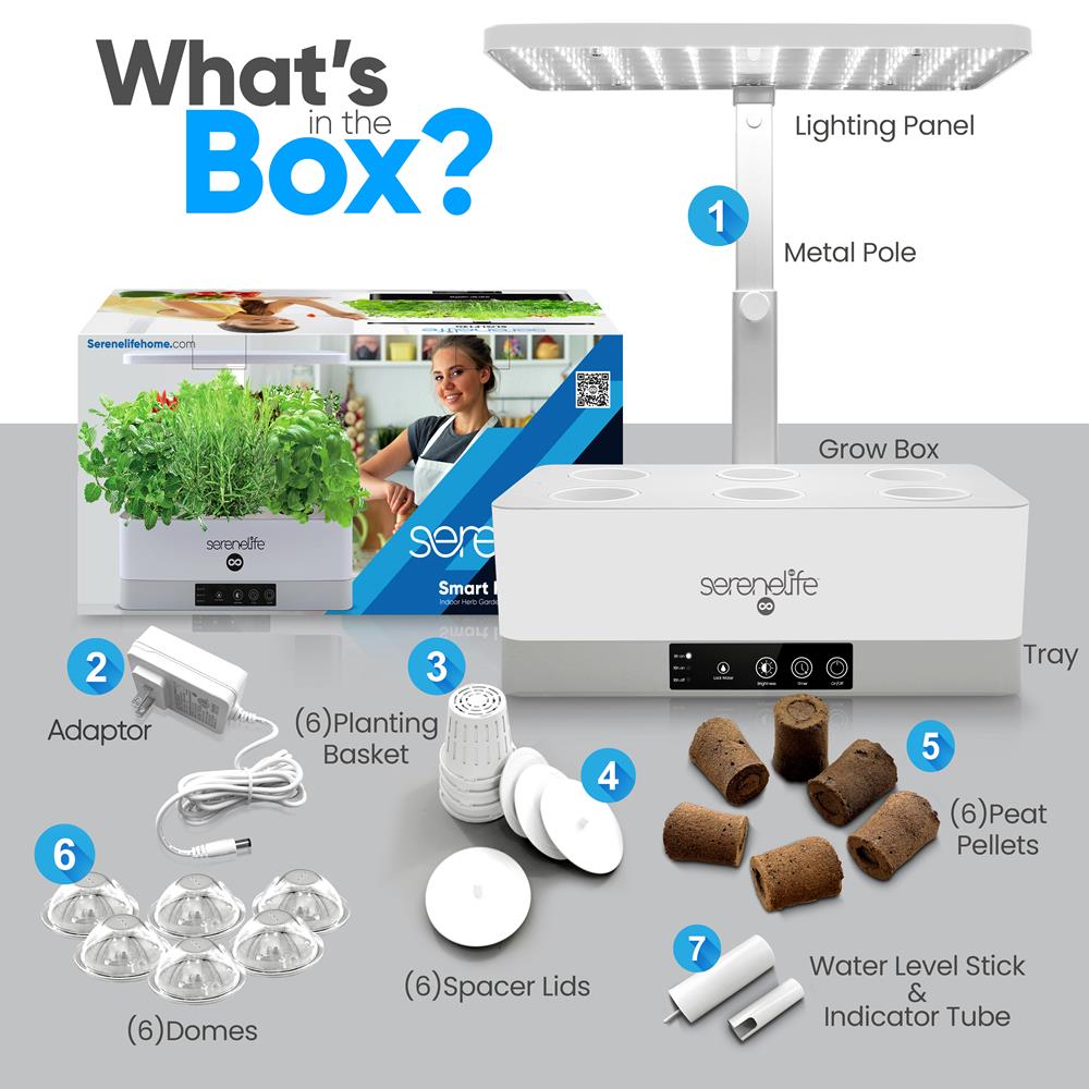 Smart Indoor Garden - Indoor Herb Garden With Led Grow Lights Panel (White)