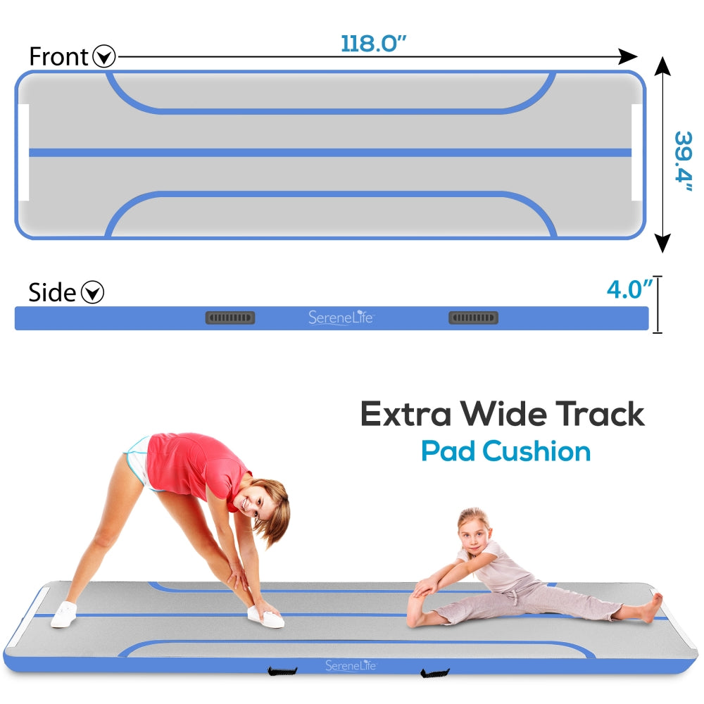 Inflatable Gymnastics Mat - Bouncy, Waterproof, Durable PVC - Blue