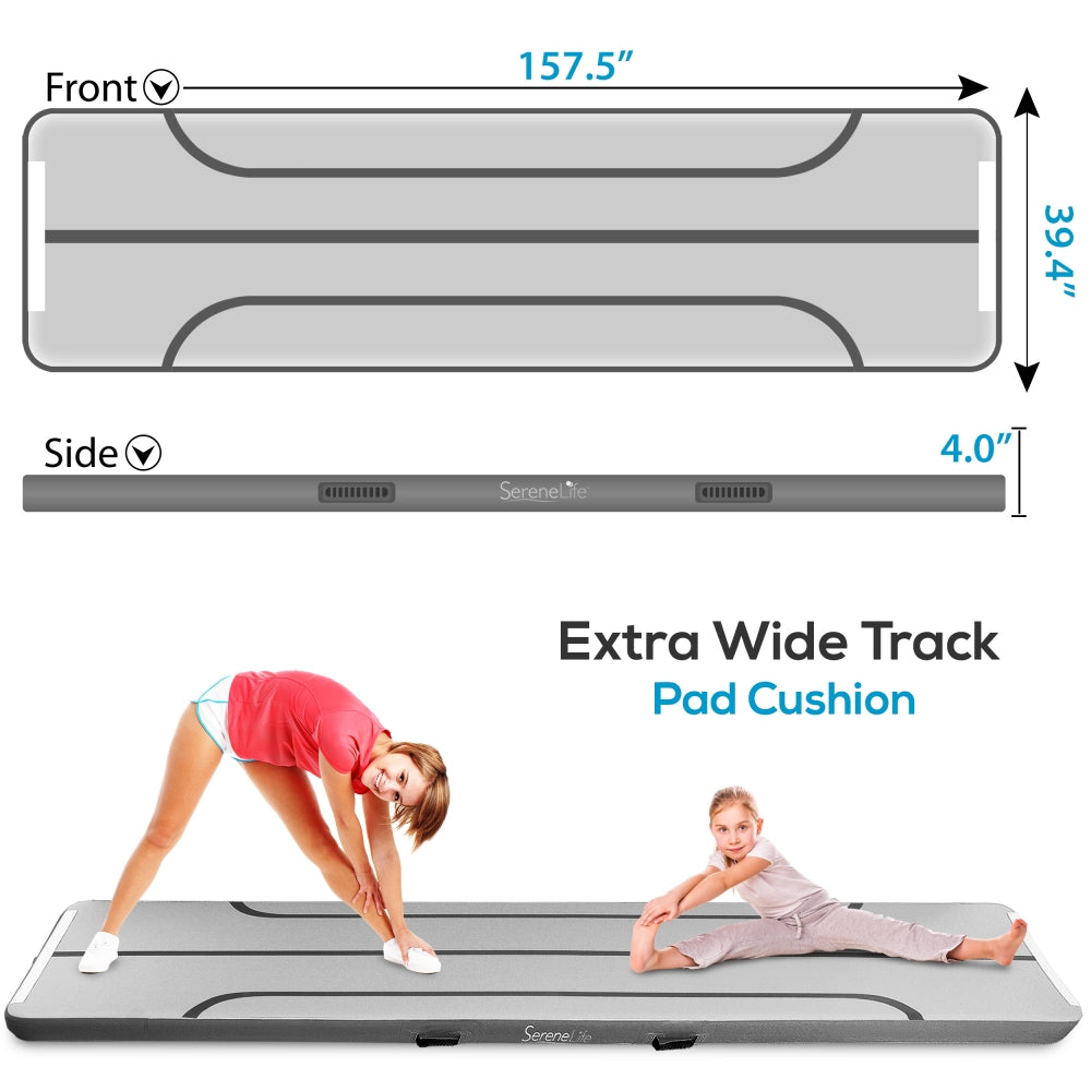 Inflatable Gymnastics Mat 13FT - Bouncy, Waterproof, 4in Thick, Blue