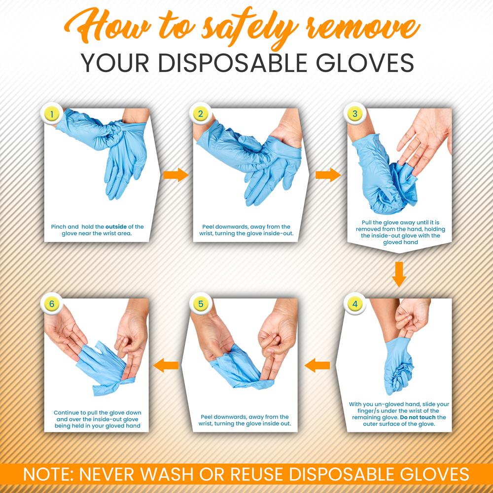 Disposable Nitrile Gloves, Puncture Resistant, Textured Grip, Large, 100 Pcs